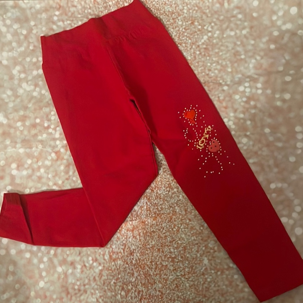 Valentine’s Day kids red Leggings or any day of Love in your heart.